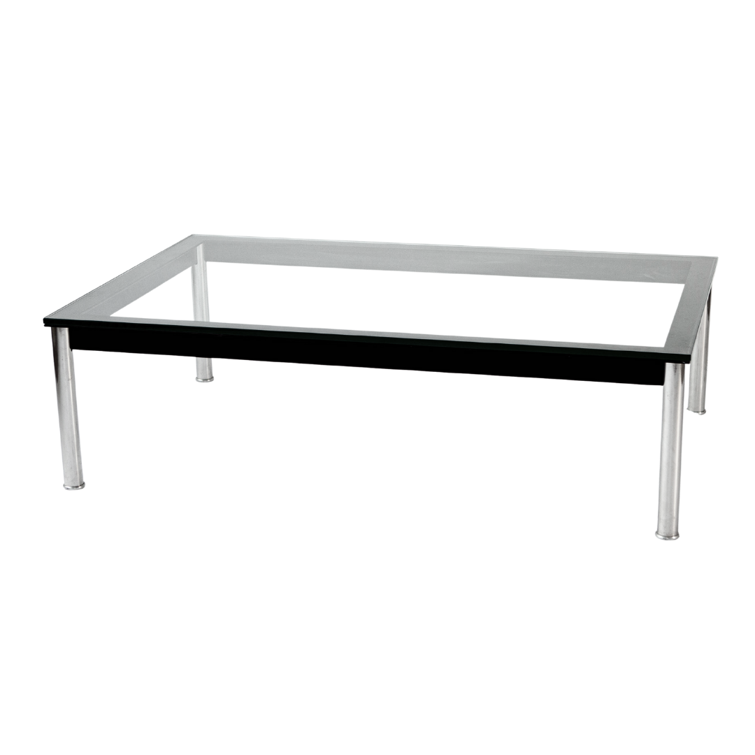 Glass and Chrome Corbusier Coffee Table