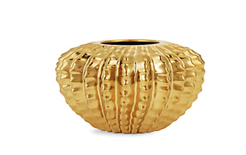 Ribbed Gold Squished Vase