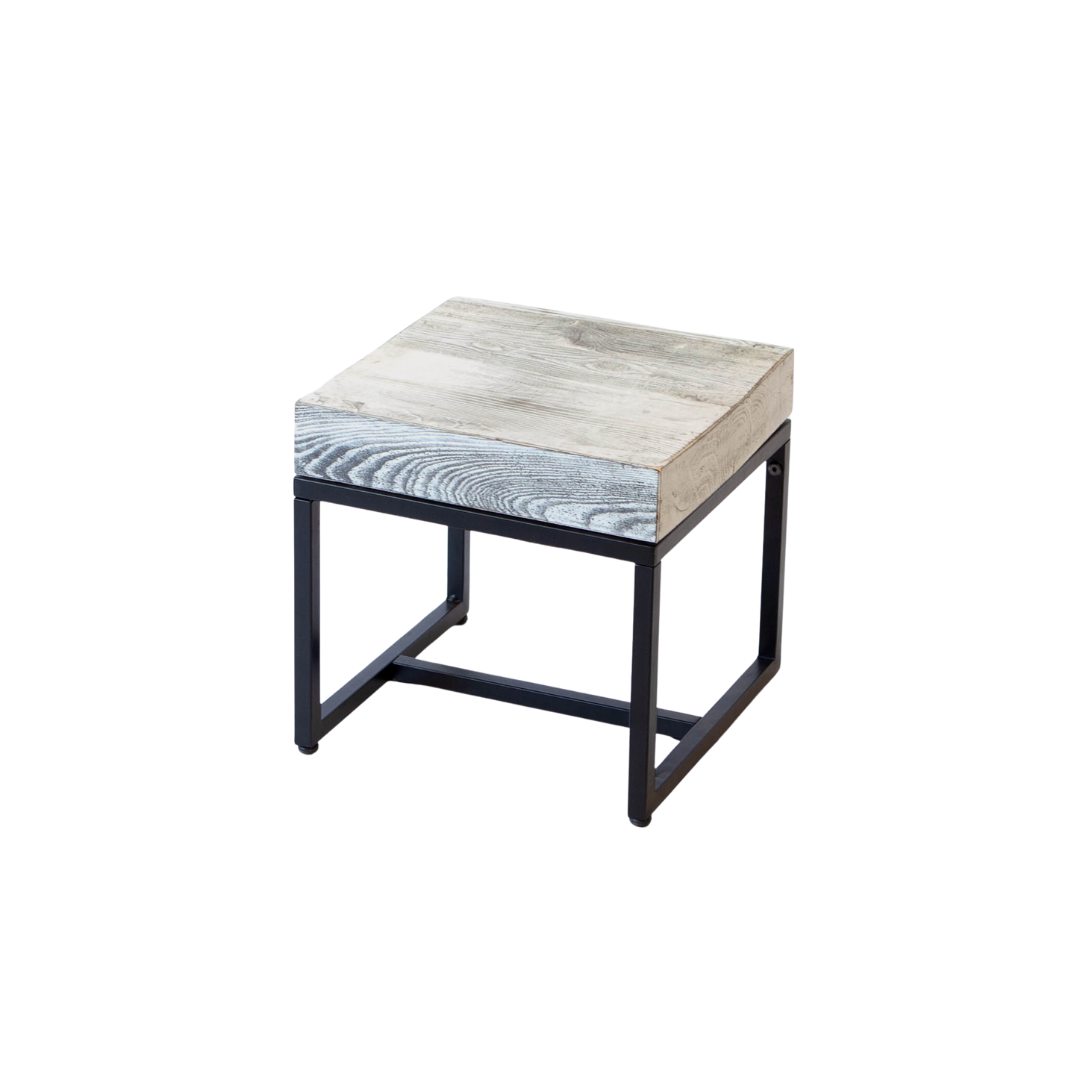 End Table - Pedestal - 13" Metal Legs Top White Wash