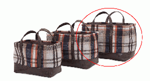 Basket - Large Plaid Felt w/ Leather Handle