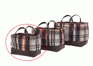 Basket - Small Plaid Felt w/ Leather Handle