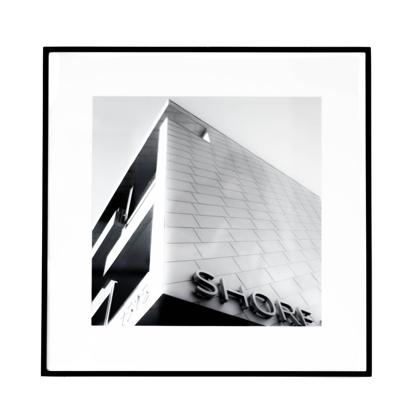 B&W Shore Building 28" x 28" - CLEARED