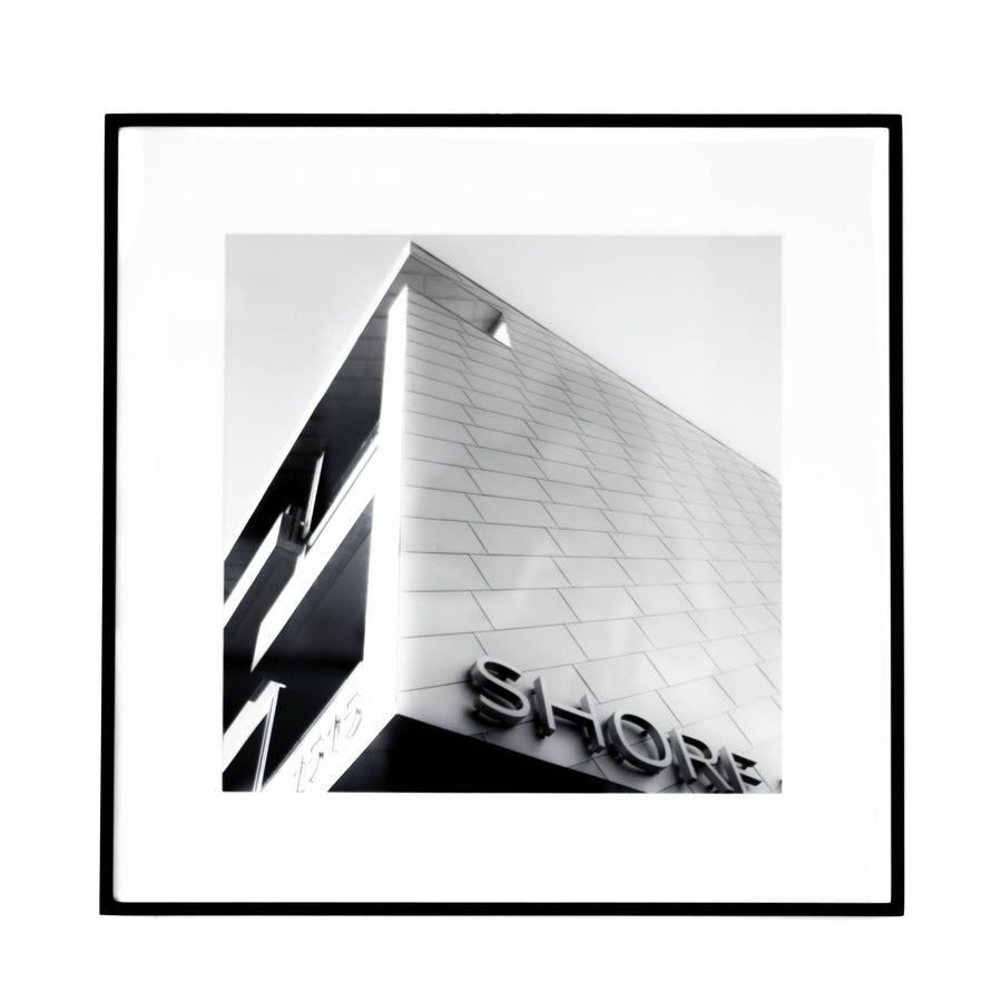 B&W Shore Building 28" x 28" - CLEARED