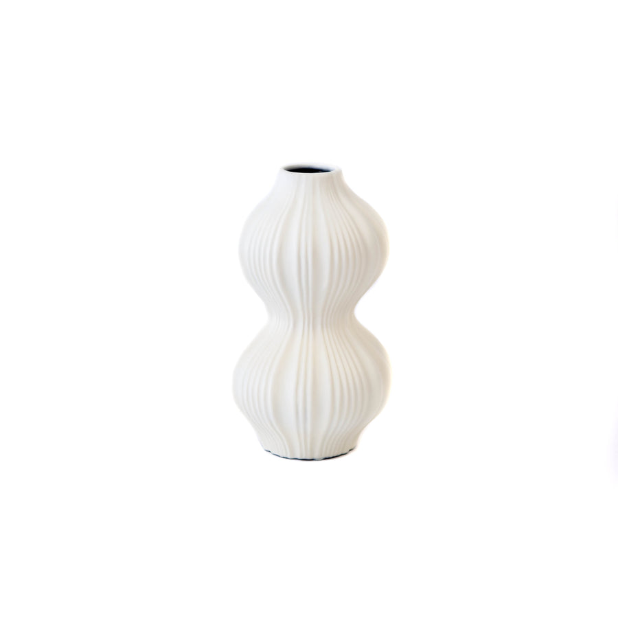 Curved Cream Ribbed Vase