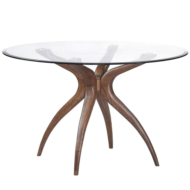 Round Glass Fancy Hawthorne Walnut