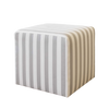 Pouf - Cube Wide Stripe Grey White