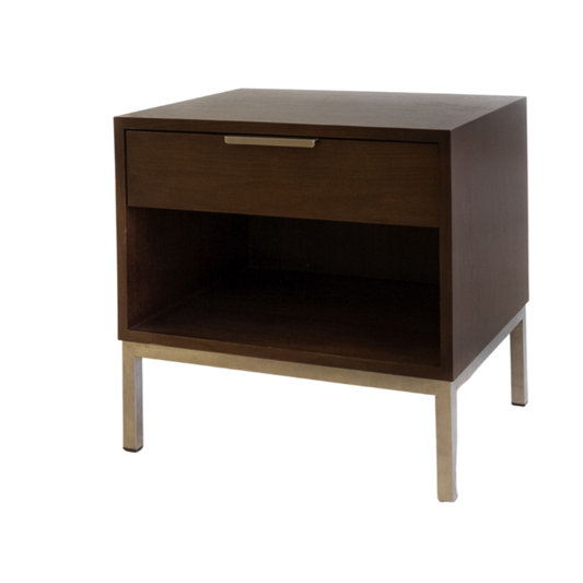 Nightstand -  Astor Walnut 1 Drawer Metal Legs