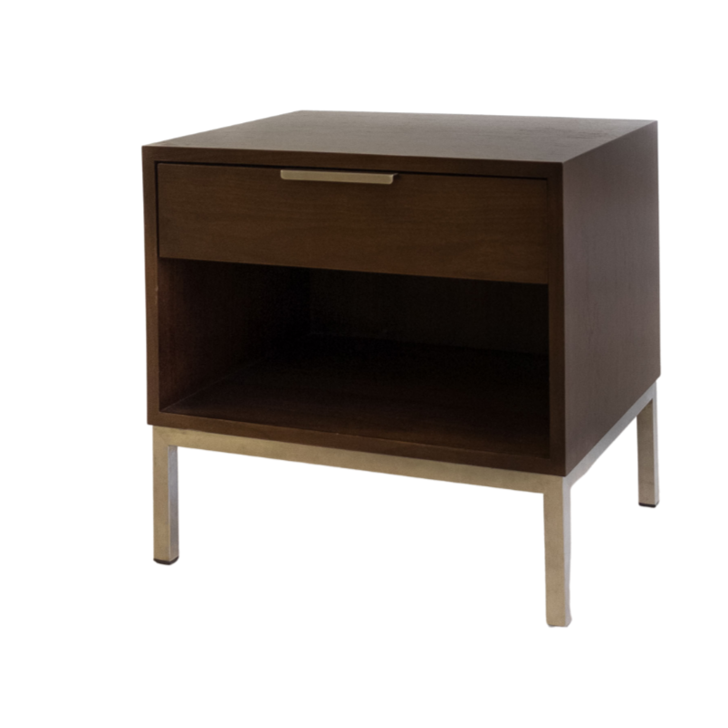 Nightstand -  Astor Walnut 1 Drawer Metal Legs