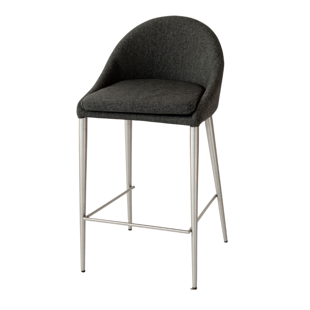 Counter Stool - Zane Brushed Leg Rounded Back Grey