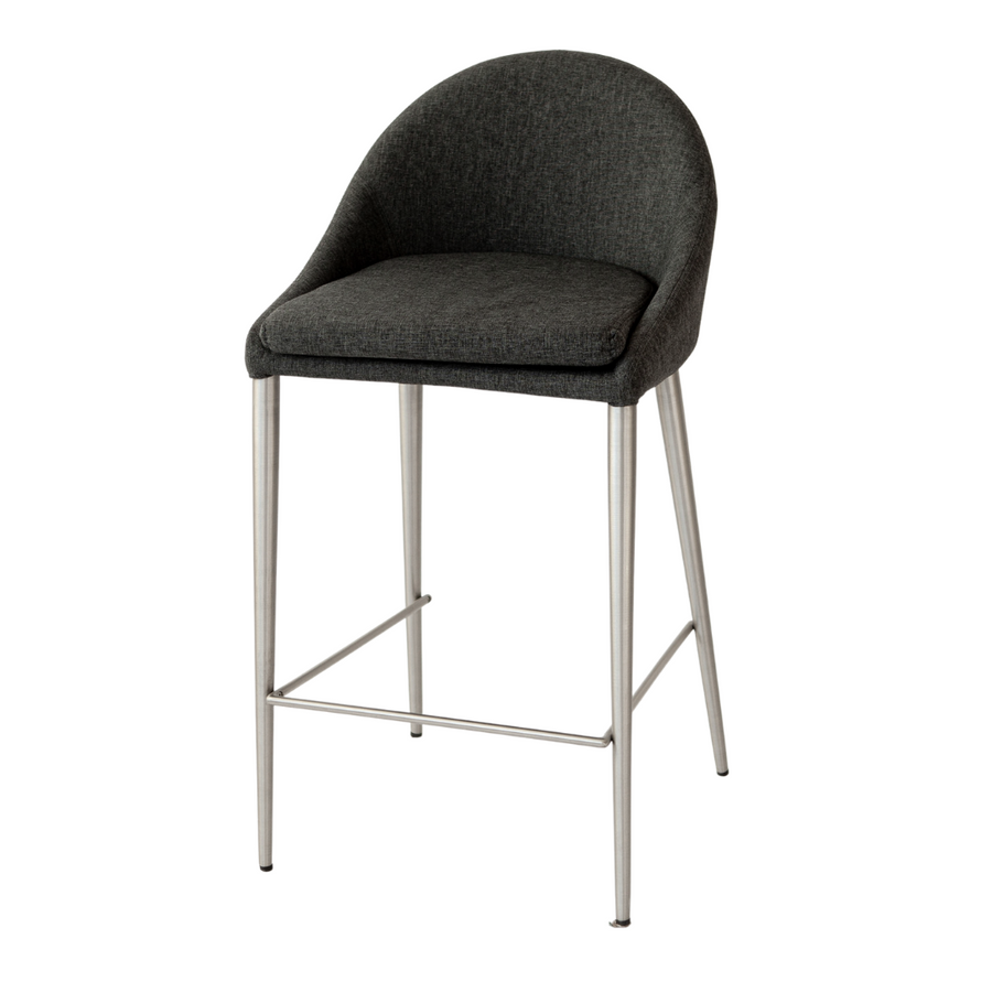 Counter Stool - Zane Brushed Leg Rounded Back Grey