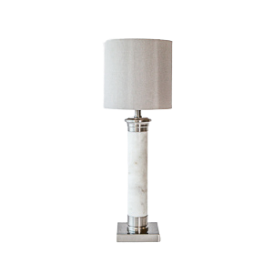 Table Lamp - White Marble Cylinder