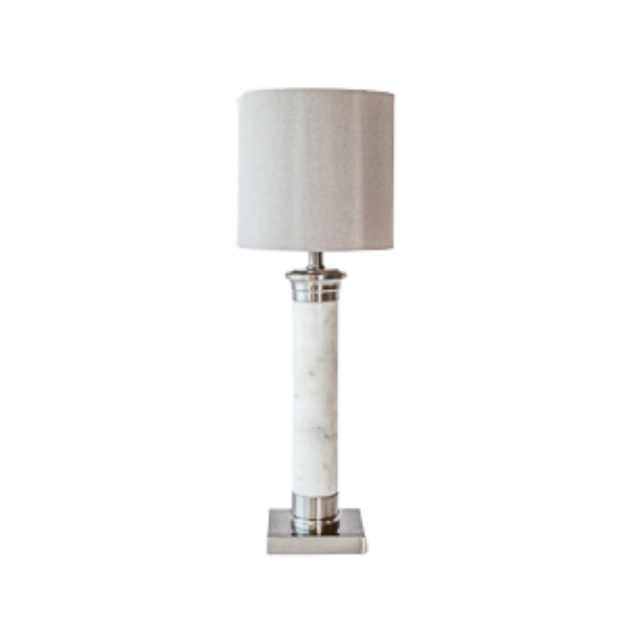 Table Lamp - White Marble Cylinder