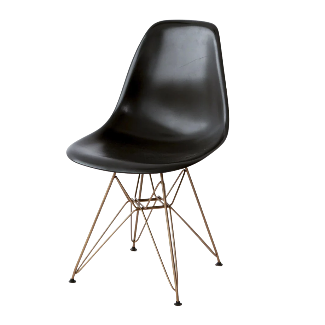Office Chair - Black Seat Brass Legs