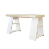 Desk - White Sawhorse Legs w/ Glass Top - 55''