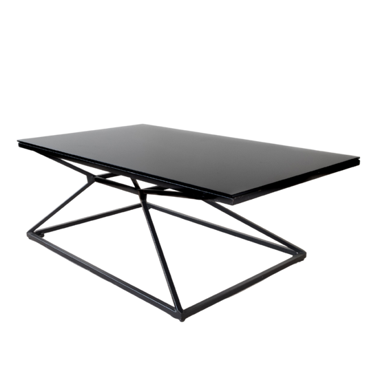 Geometric Frame Coffee Table w/ Black Glass