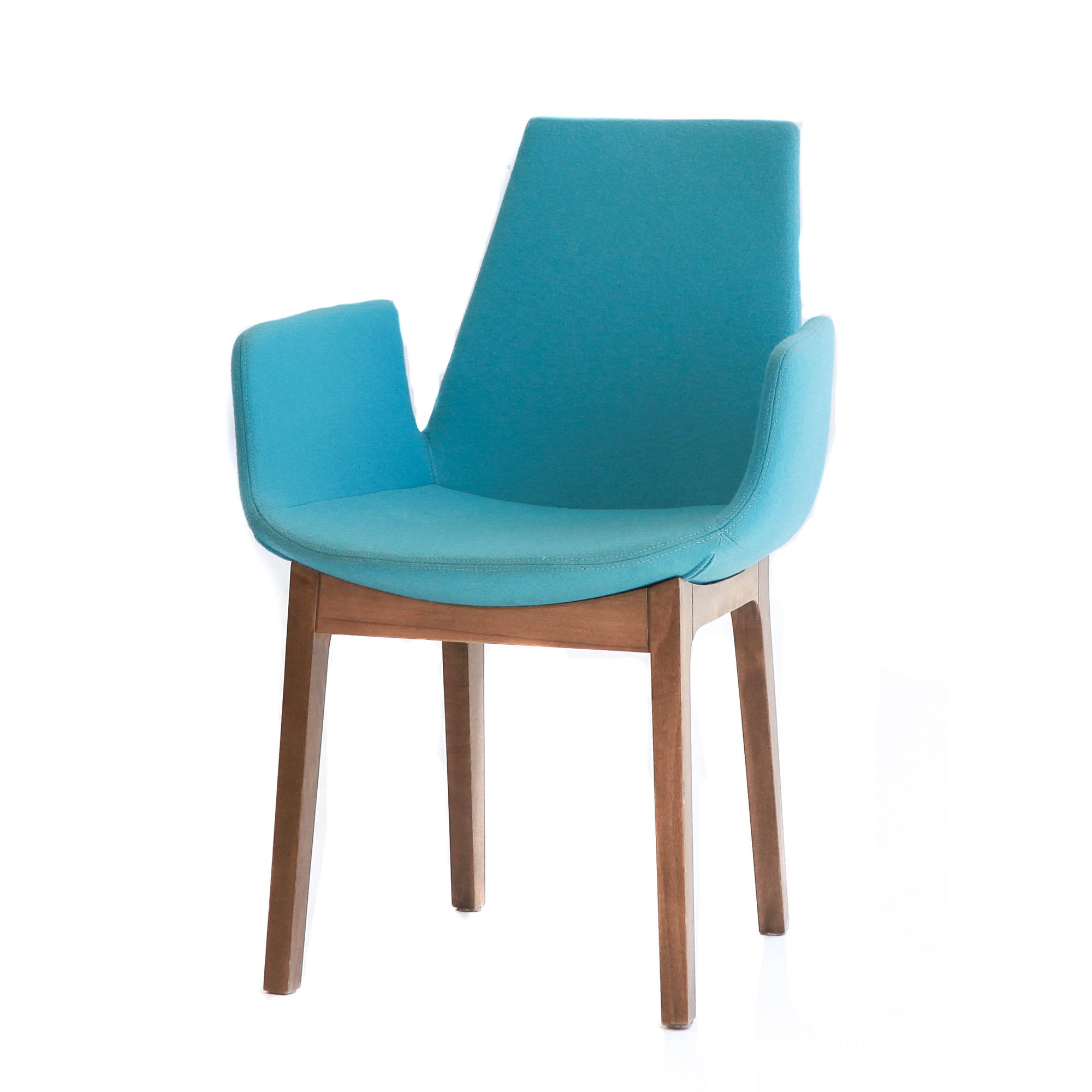 Retro Blue Wool Walnut Legs