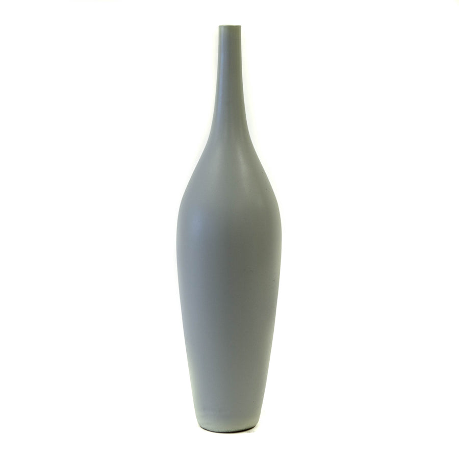 Tall Matte Grey Narrow-Neck Vase