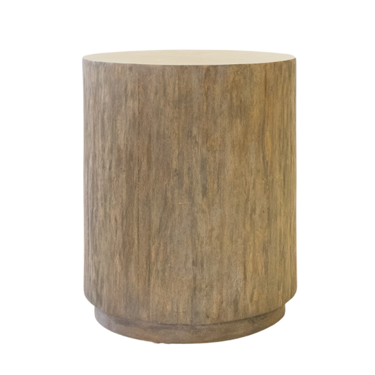 End Table - Round Beige Cream Log