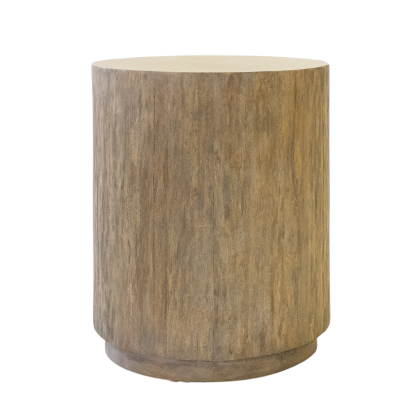 End Table - Round Beige Cream Log