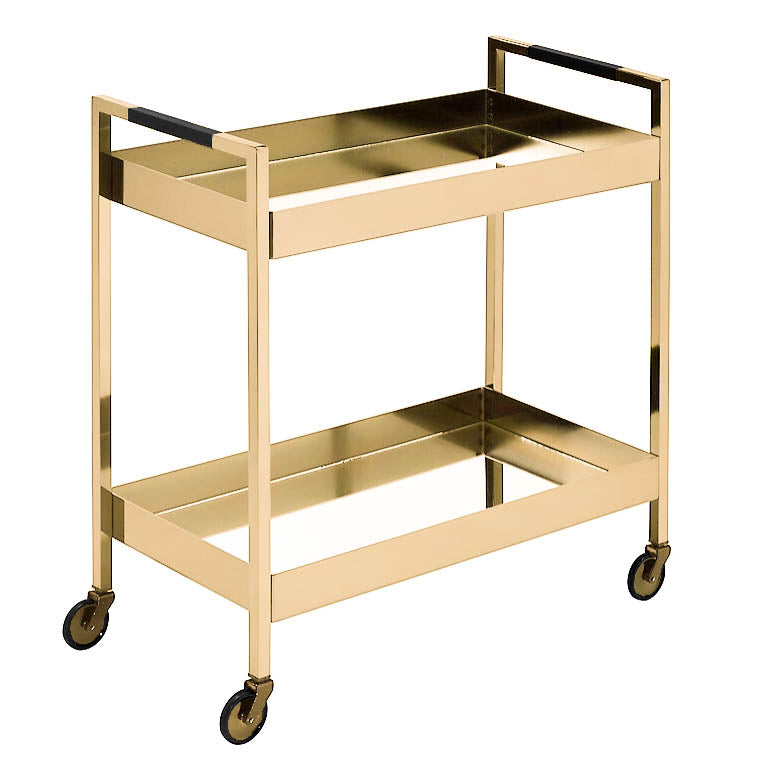 Bar cart - Gold Rectangular Wood Handles