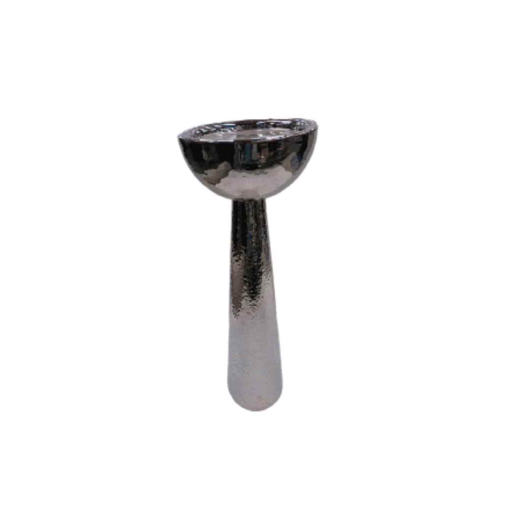 Candle Holder - Tall Hammered Silver