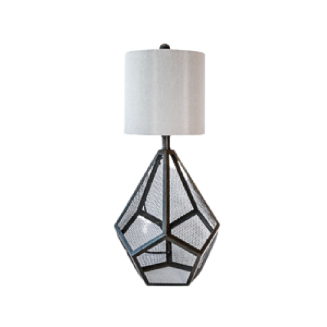 Table Lamp - Geometric Mesh Rustic Metal