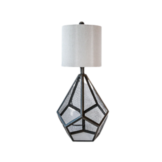 Table Lamp - Geometric Mesh Rustic Metal
