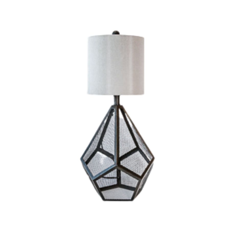 Table Lamp - Geometric Mesh Rustic Metal