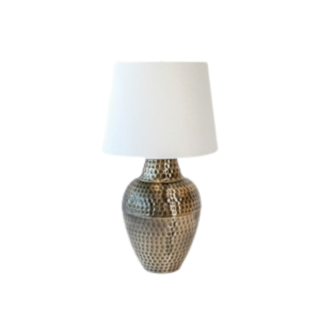 Table Lamp - Hammered Bulb Brass Gold