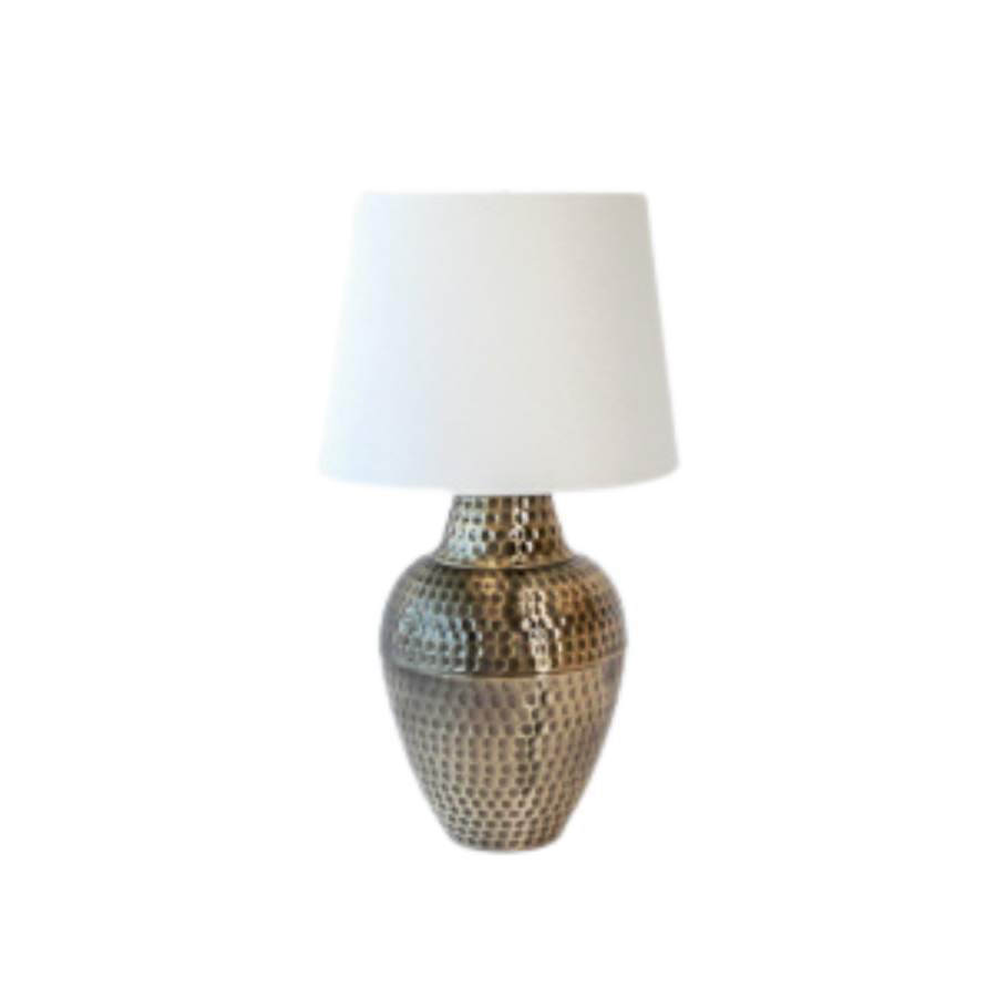 Table Lamp - Hammered Bulb Brass Gold