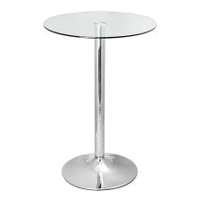 Bar Lady Round Glass Chrome Base - 28"