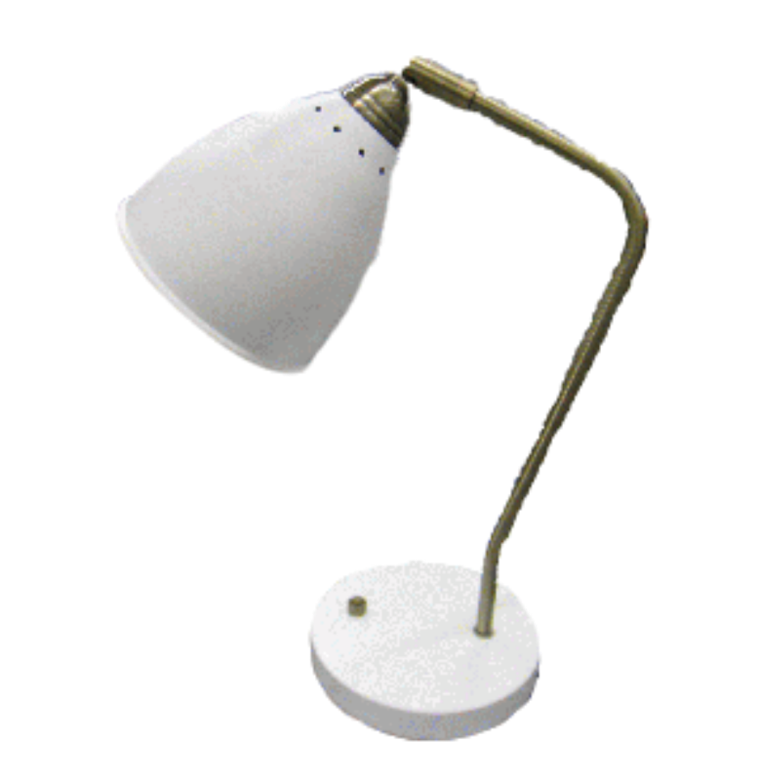 Table Lamp - White & Brass Cone