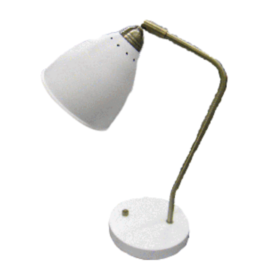 Table Lamp - White & Brass Cone