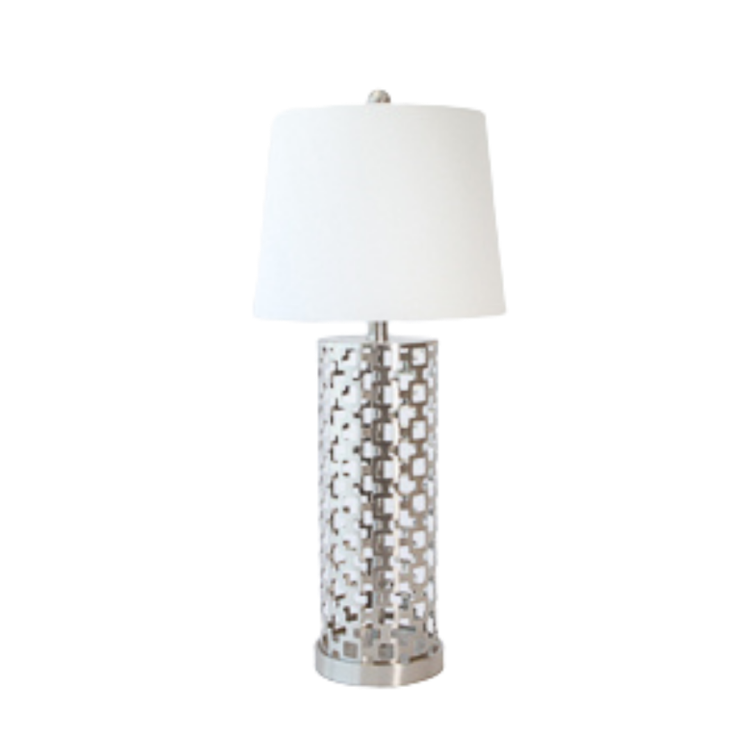 Table Lamp - Cylinder Cut Out Pattern Chrome