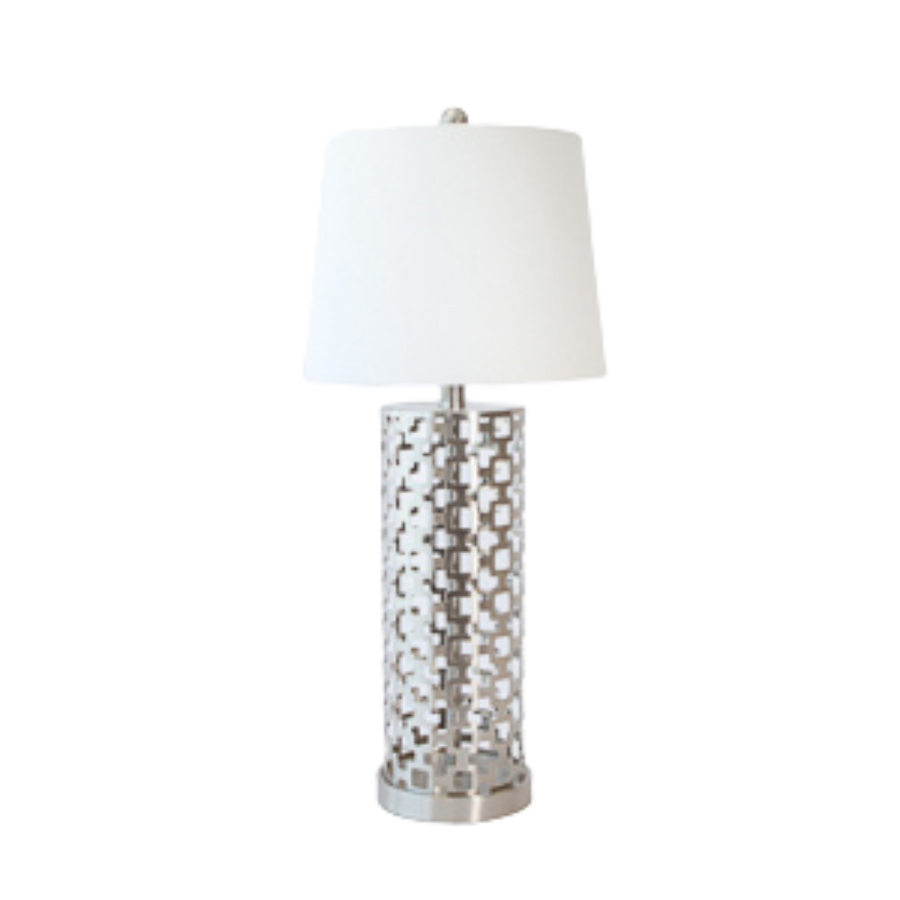 Table Lamp - Cylinder Cut Out Pattern Chrome