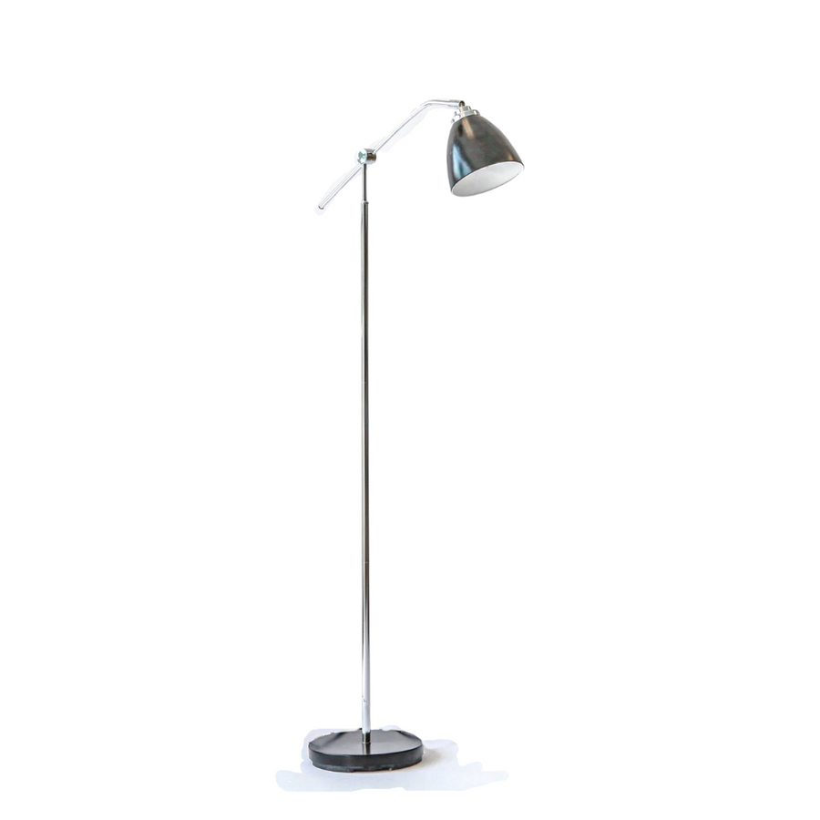 Floor Lamp - Arm w/ Black Shade Chrome Base