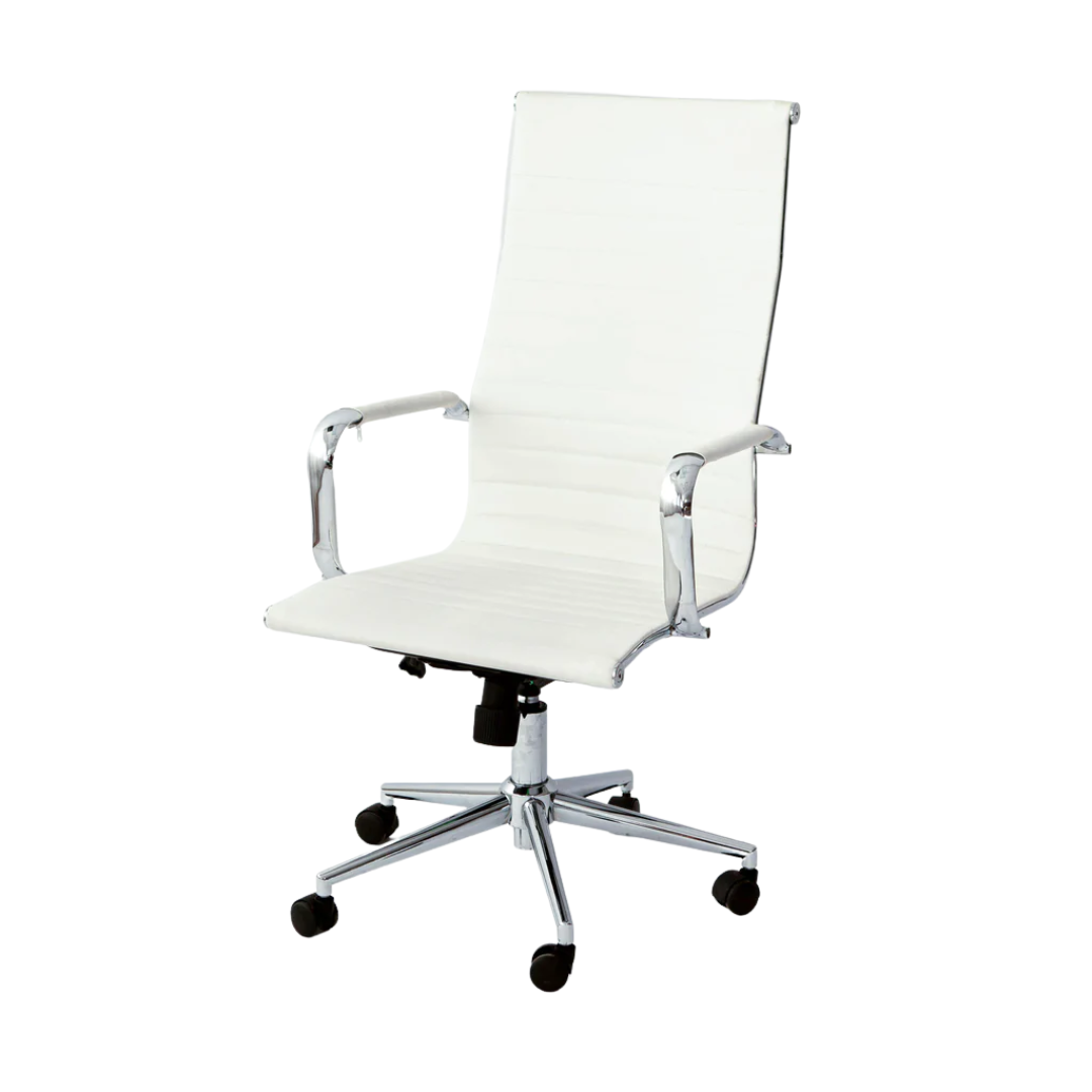 Office Chair - High Back White & Chrome Micah