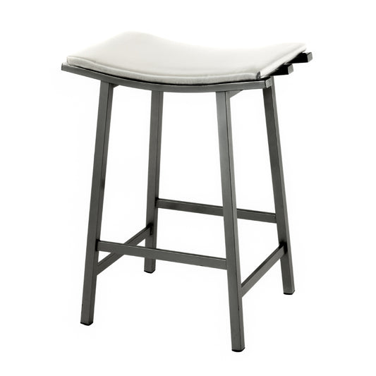 Counter Stool - Nathan White Saddle Grey Metal Legs