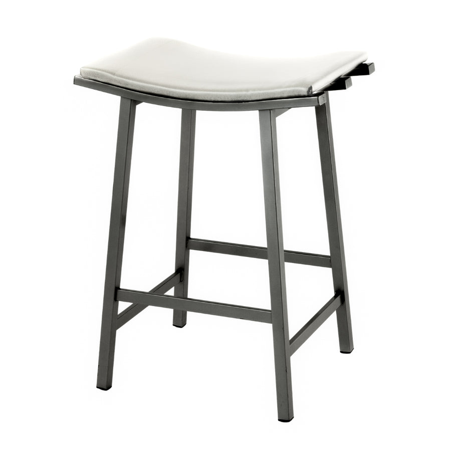 Counter Stool - Nathan White Saddle Grey Metal Legs