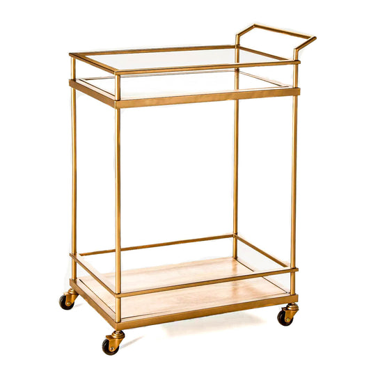 Bar cart - Gold Glass w/ Wood