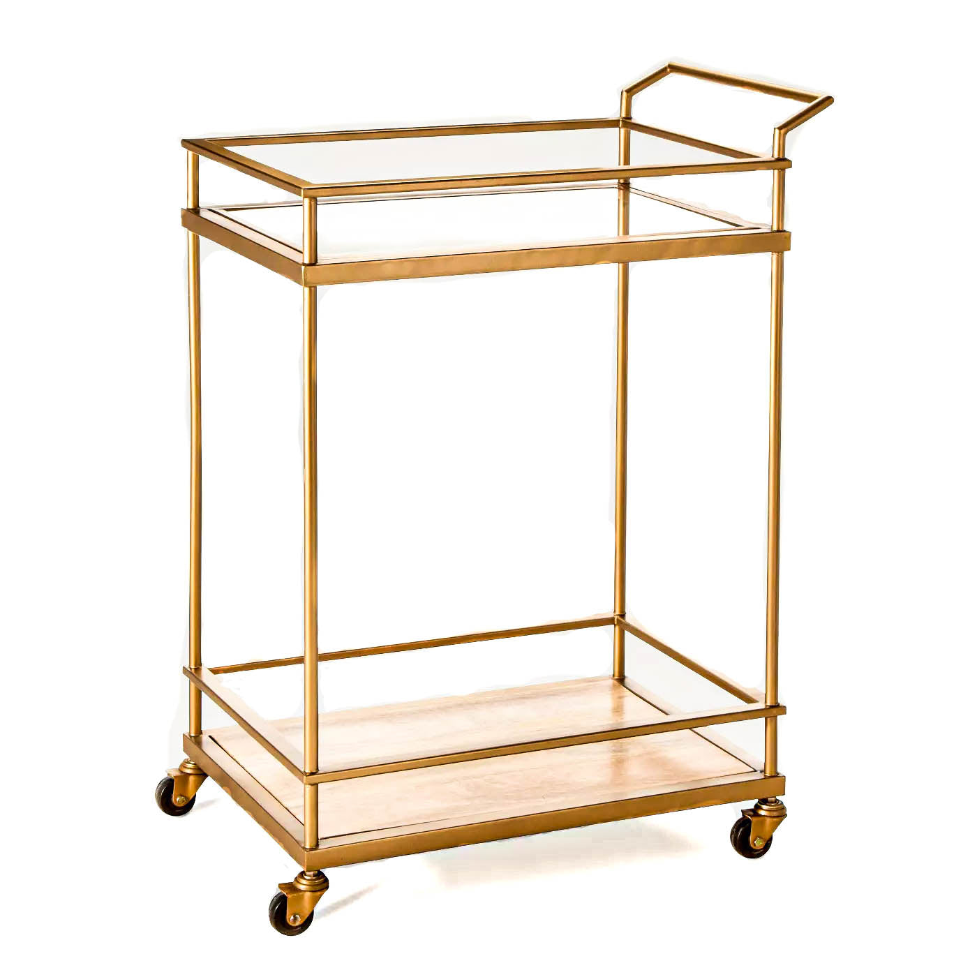 Bar cart - Gold Glass w/ Wood