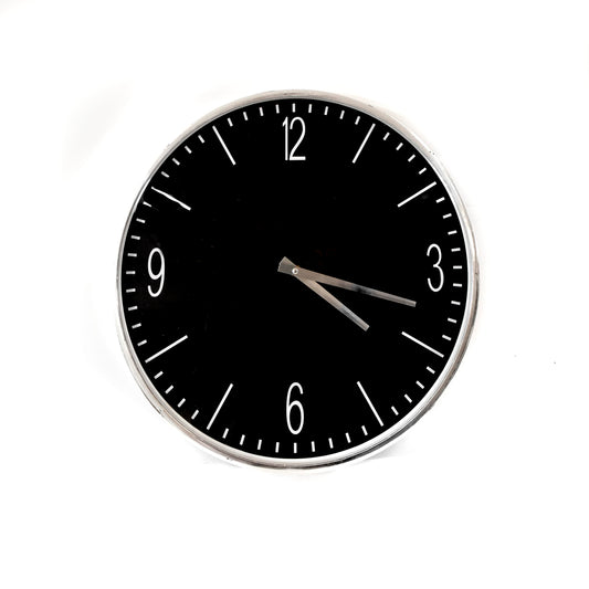 Wall Chrome Metal Hand Black Clock