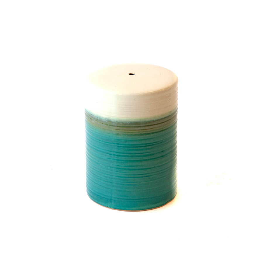 End Table - Ceramic Turquoise & Cream