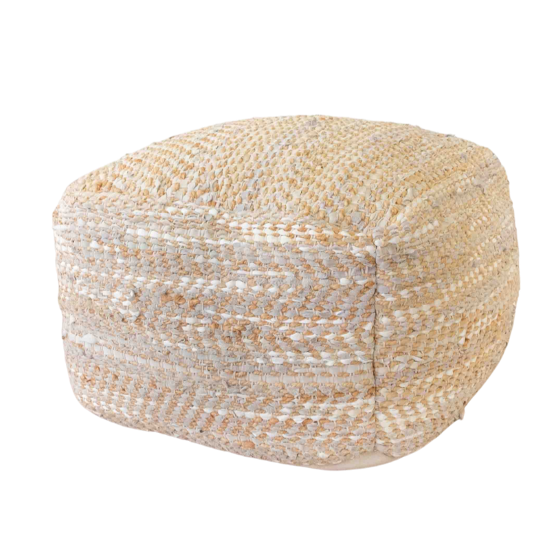 Pouf - Grey & Cream Woven