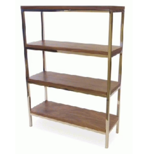 Bookshelf - 4 Shelf Chrome & Walnut