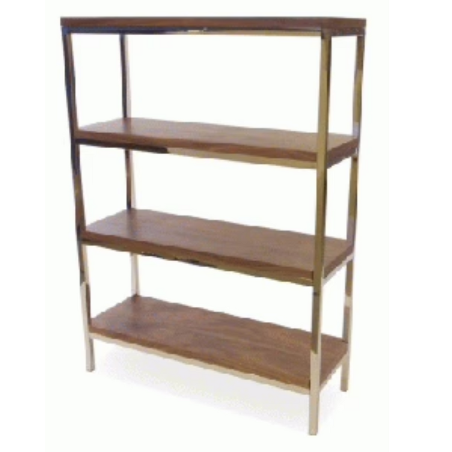 Bookshelf - 4 Shelf Chrome & Walnut