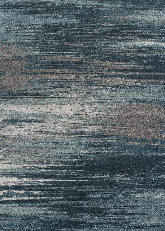 Modern Brushed Rug Blue and Taupe