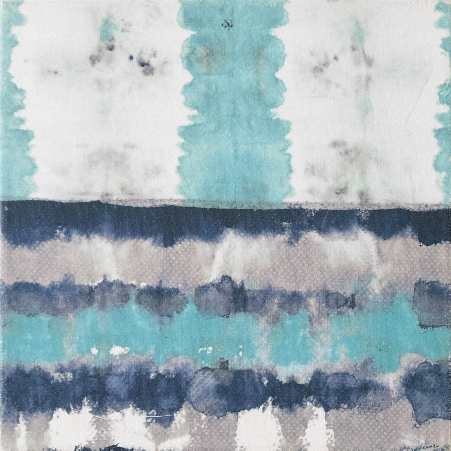 Art - Blue White Grey Tie Dye I - Small -  CLEARED 14" X 14"