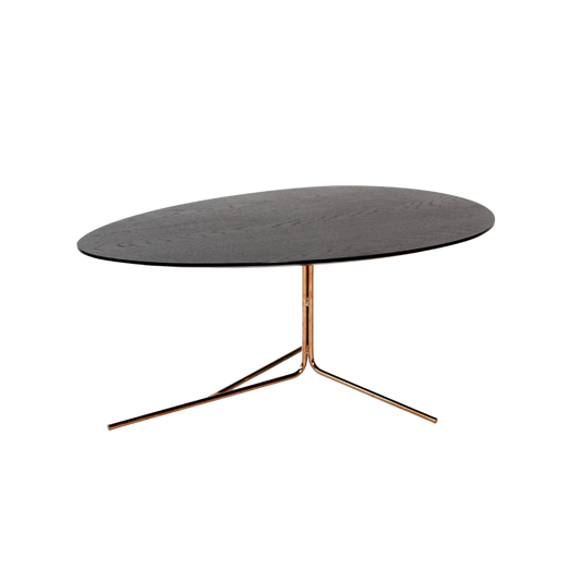 Coffee Table - Oval Black w/ Gold Legs