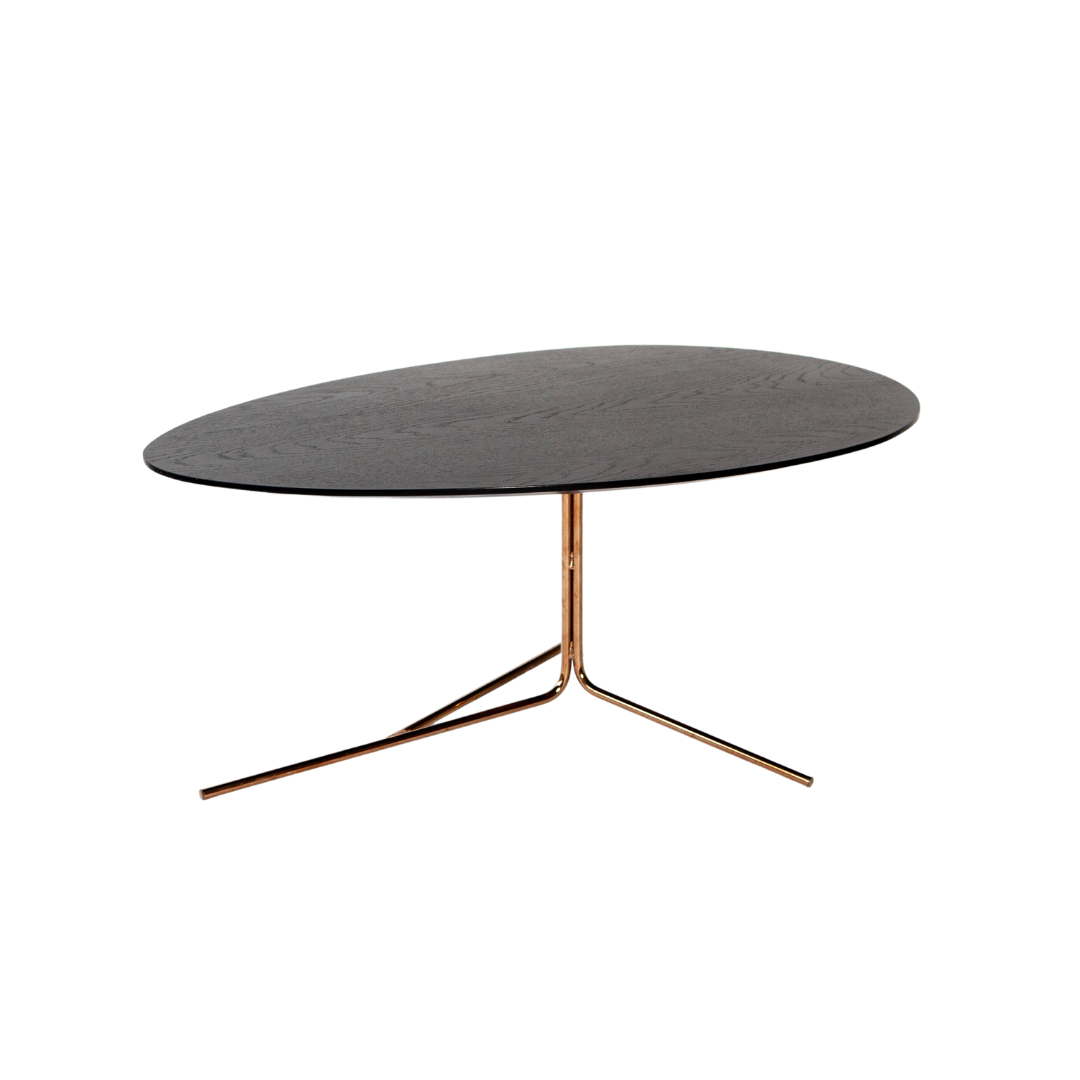 Coffee Table - Oval Black w/ Gold Legs